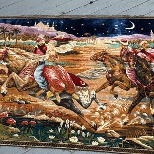 Vintage Large Velvet Style Arabian Nights Wall Tapestry Hanging 68”x 48” HUGE